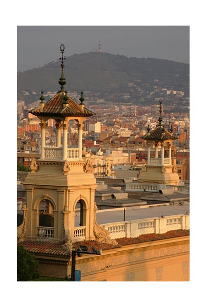 View over the city from the steps of the Museu Nacional d'Art de Catalunya, Barcelona.