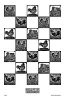 Chickens tea towel - black on unbleached cotton