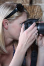 Photography student with DSLR camera