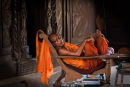 Monk in old monastery Burma