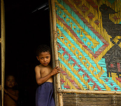 Boy in door opening