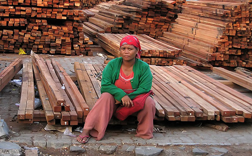 Sales woman at lumberyard