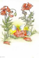 FAIRIES SEWING PETAL ILLUSTRATION