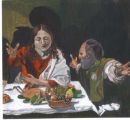 a section from  THE SUPPER AT EMMAUS ~ CARAVAGGIO 
11x12cms
Private Collection