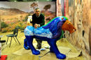 During a painting session.