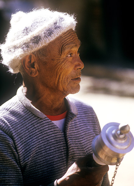 Man & prayer wheel