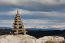 Sun God Cairn and Wintry Cumbrian Fells