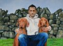 Mikey with his dogs Dudley and Oscar
(oil)