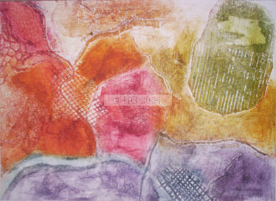 Outback from above V 30x40cm collograph