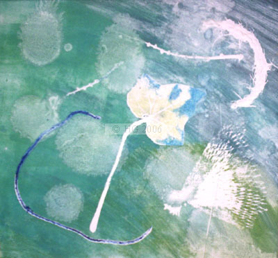 Rain Collage 35x35cm collograph collage