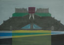 hg463 Edinburgh Reflection III Castle 50x70cm mixed media on canvas