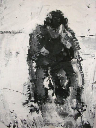 'Jon kneeling' . 83.5 x 59 cm.
Ink and acrylic on paper.