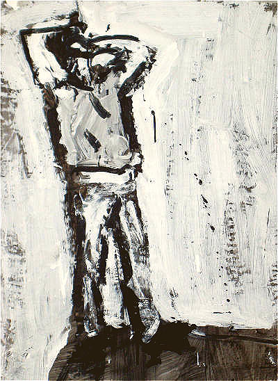 �Dave in corner� . 83.5 x 59 cm. 
Acrylic and ink on paper.
