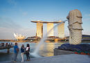 Merlion statue and Marina Bay Sands Hotel