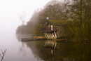 Misty Boat House on the Lake