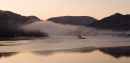 Misty morning sunrise