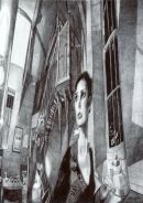 'Self-portrait, Disturbed Reflection Jurgen Bey Lamp', 2006, 30cm x 21cm, Black Biro
