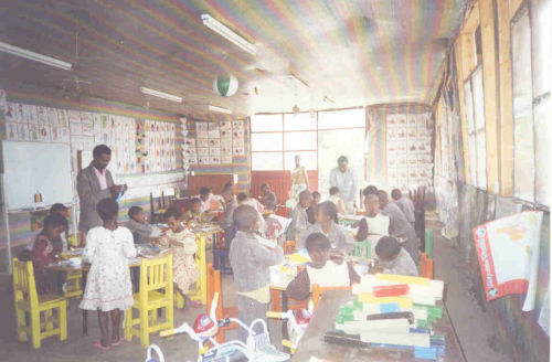 Grade 1 making collages in an Art lesson (2008)