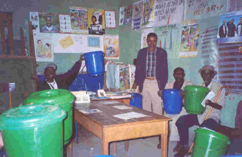 horse management training attendees receive plastic buckets