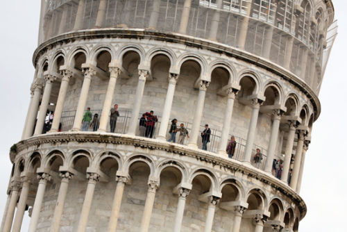 Leaning tower tourists