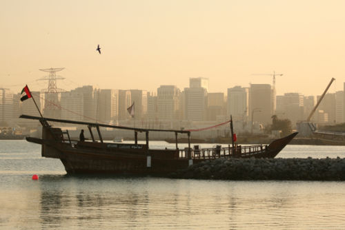 Dhow at sunset, Abu Dhabi