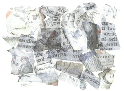 Paper skin 
[solvent transfer monoprint 2008]
