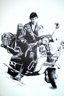 QUADROPHENIA - 'JIMMY' (PHIL DANIELS.) ON HIS LAMBRETTA.
SIZE: 36" X 24".