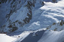 Climber on the ridge of the Aiguille de Midi