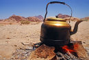 Camping kettle on fire