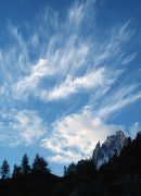 High clouds over the Aiguille des Grands Charmoz.