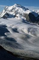 Monte Rosa and the Gorner Glacier from high on the Rimpfischorn