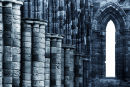 Columns and arched window at Whitby Abbey