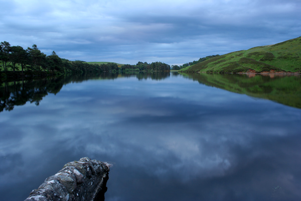 Rain clouds reflected in Glencorse Reservoir