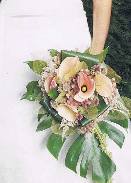 A modern slant on a traditionally shaped bouquet.