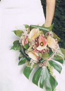 A modern slant on a traditionally shaped bouquet.