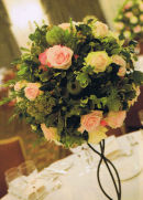 Tall table centrepieces for the reception