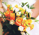 Hand-tied bouquet in sunny yellow and ivory