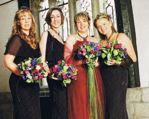 Hand-tied seasonal bouquets of spring blooms