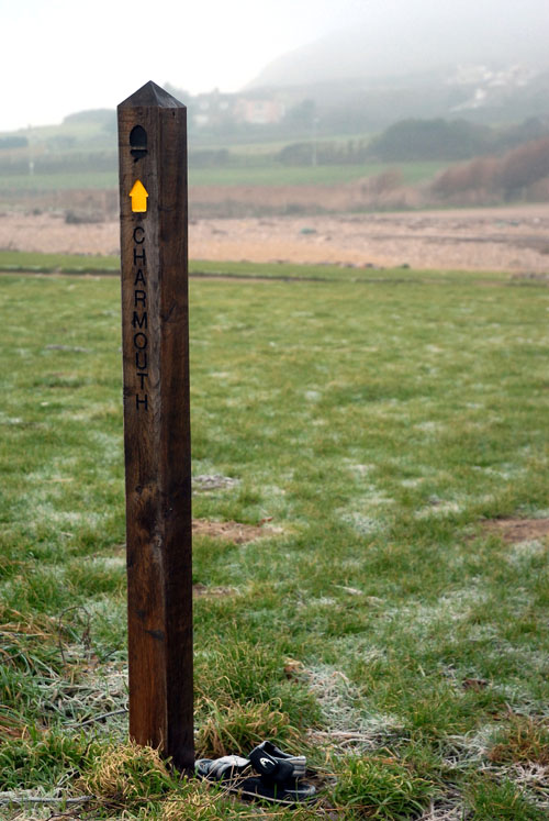 One of the few frosty mornings, December 2006, on the fields above Charmouth Beach
