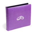 Solar A soft padded shimmer suede effect with entwined rings blocked central on front cover.  Available in Purple and Black.
