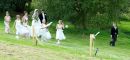 The bridal party on the way to the reception