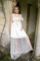 Fashion model photographed in doorway 