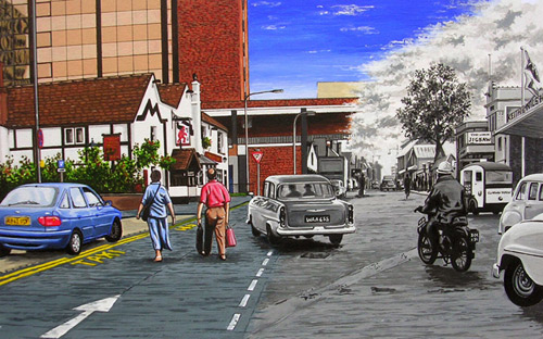 Bracknell High Street East - Past & Present - Mixed media