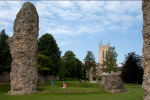 Abbey through ruins
