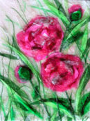 'Everything's Rosy' Original Tissue Paper Collage On Canvas. SOLD