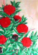'Peony Pleasure' Original Tissue Paper Collage. Framed