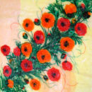 'Poppy Trail' Original Framed Tissue Paper Collage 