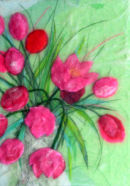 'Tulip Triumph' Original Tissue Paper Collage On Canvas. SOLD