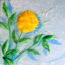 'Dahlia Star' Original Tissue Paper Collage On Canvas