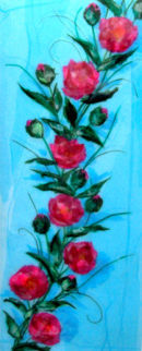 'Enchanted Rose' Tissue Paper Collage Original. Framed.